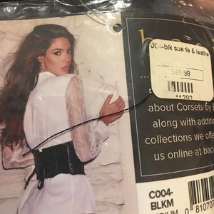 Black & suede leather corset